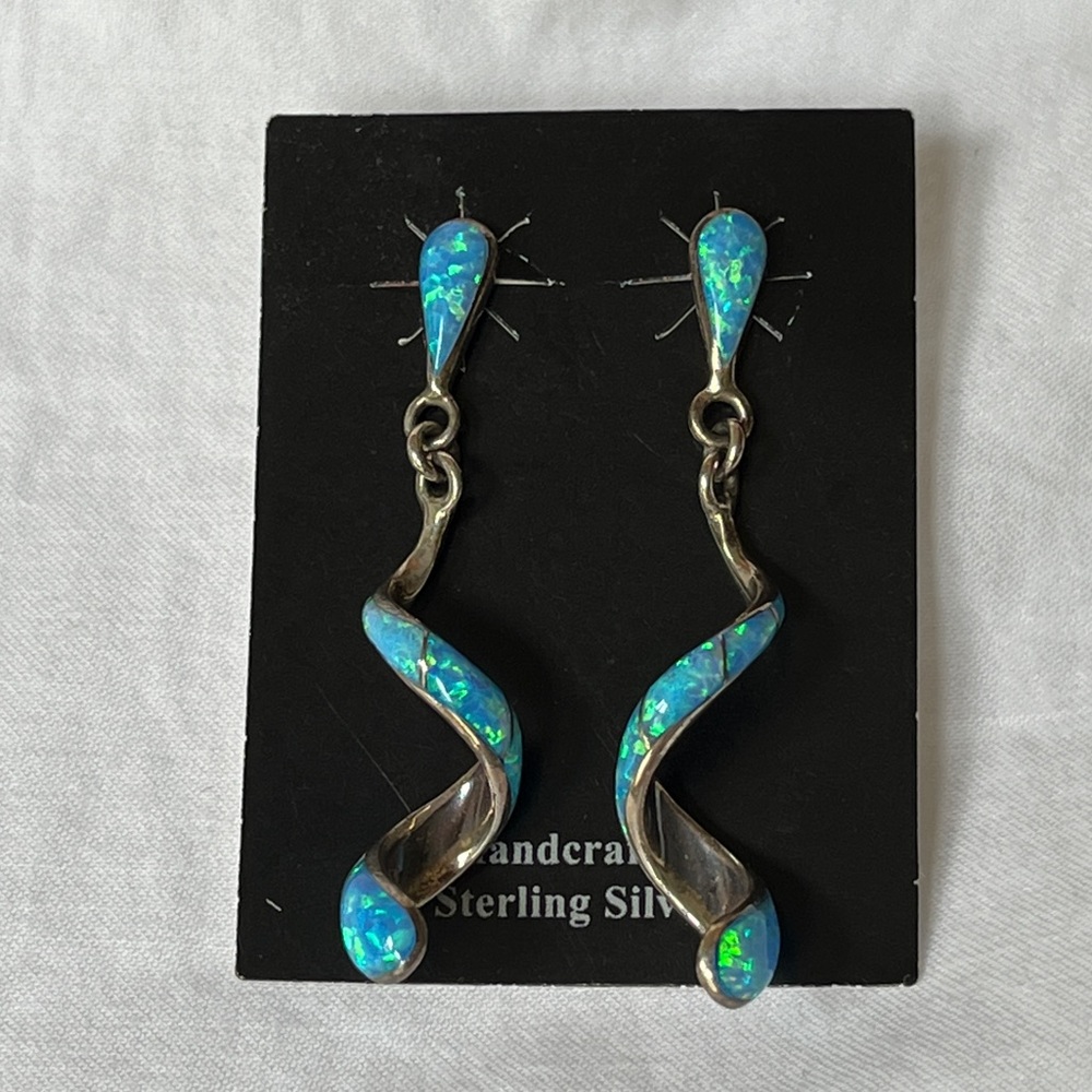 Sterling silver & fire opal earrings